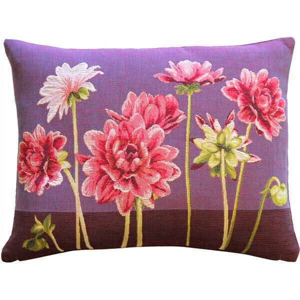 Pillow Decor - Pink Dahlias Rectangular Tapestry Throw Pillow (AB1-5306-01-94)