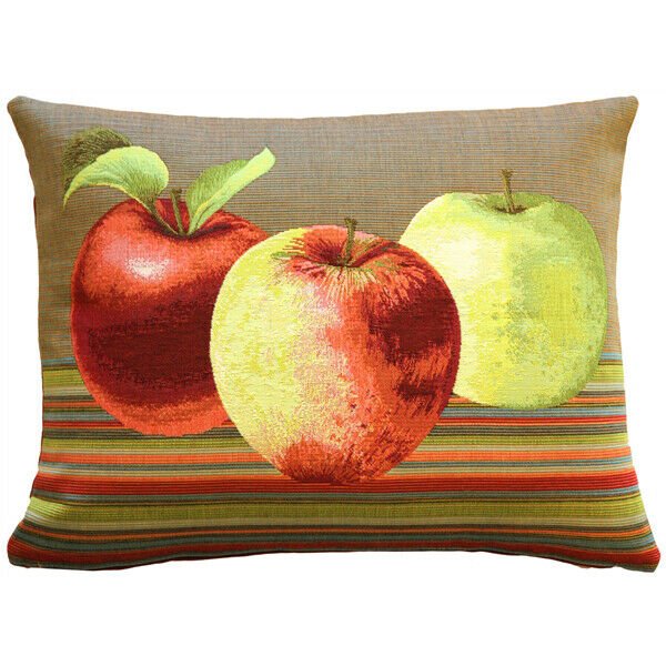 Pillow Decor - Fresh Apples on Brown Rectangular Throw Pillow - AB1-5299-01-94