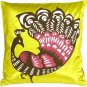 Pillow Decor - Proud Peacock Chartreuse Green Throw Pillow (KB1-0014-02-16)