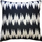 Pillow Decor - Ikat Stripes Black and Cream Throw Pillow 17x17 (PD2-0055-01-17)