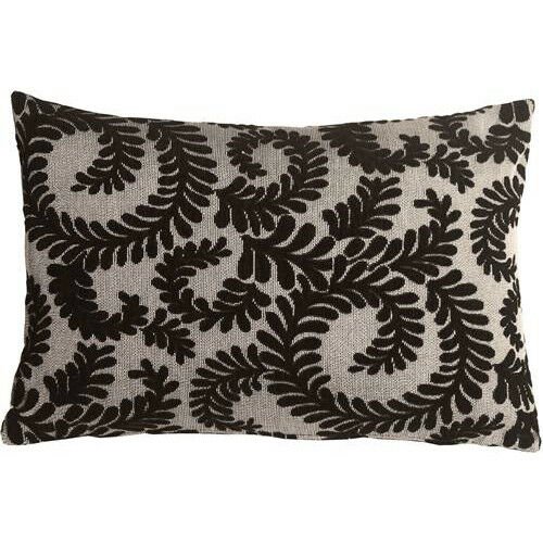 Pillow Decor - Brackendale Ferns Black Rectangular Throw Pillow (SD1-0001-05-94)