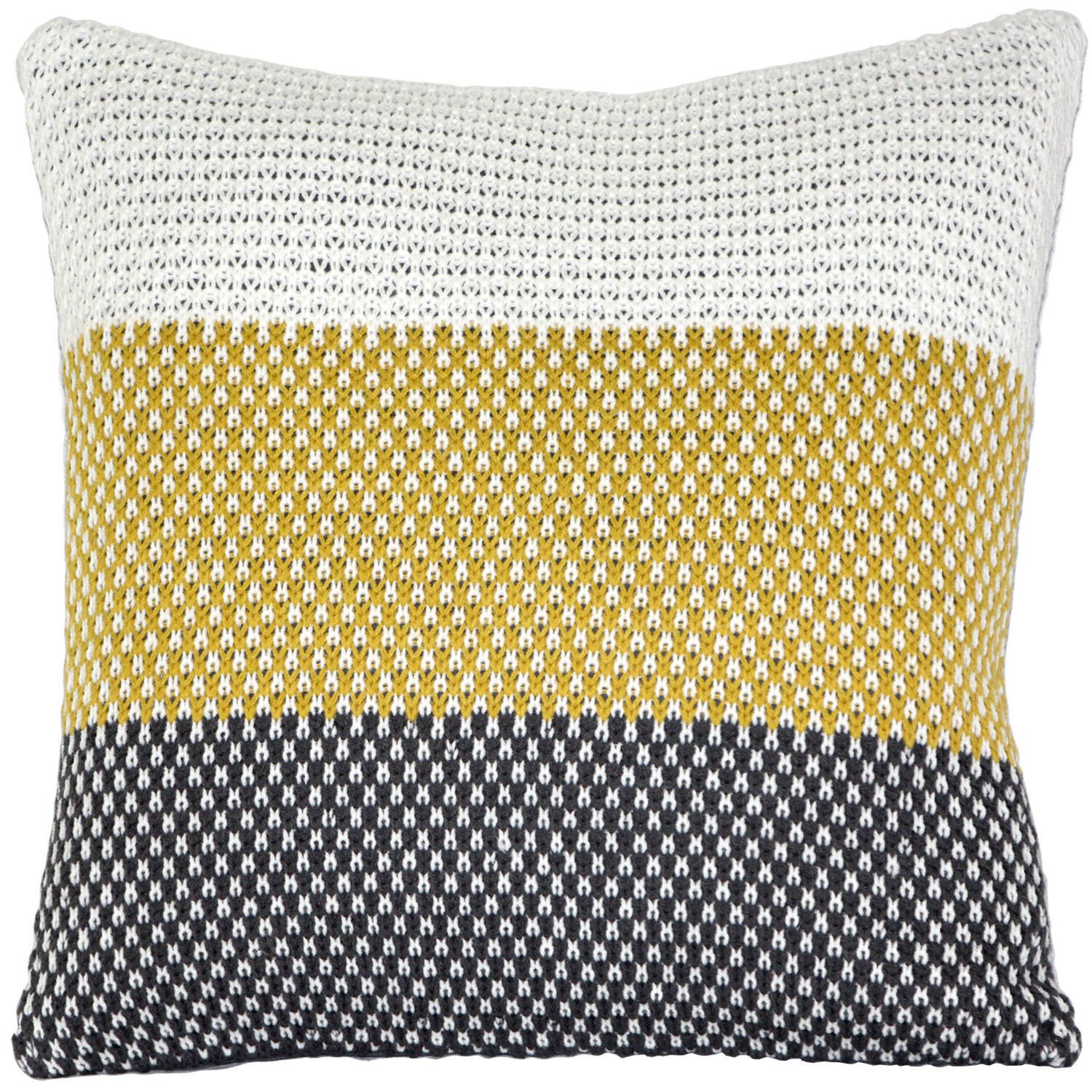 Pillow Decor - Hygge Tri-Stripe Yellow Knit Pillow SKU: KC1-0014-ALL