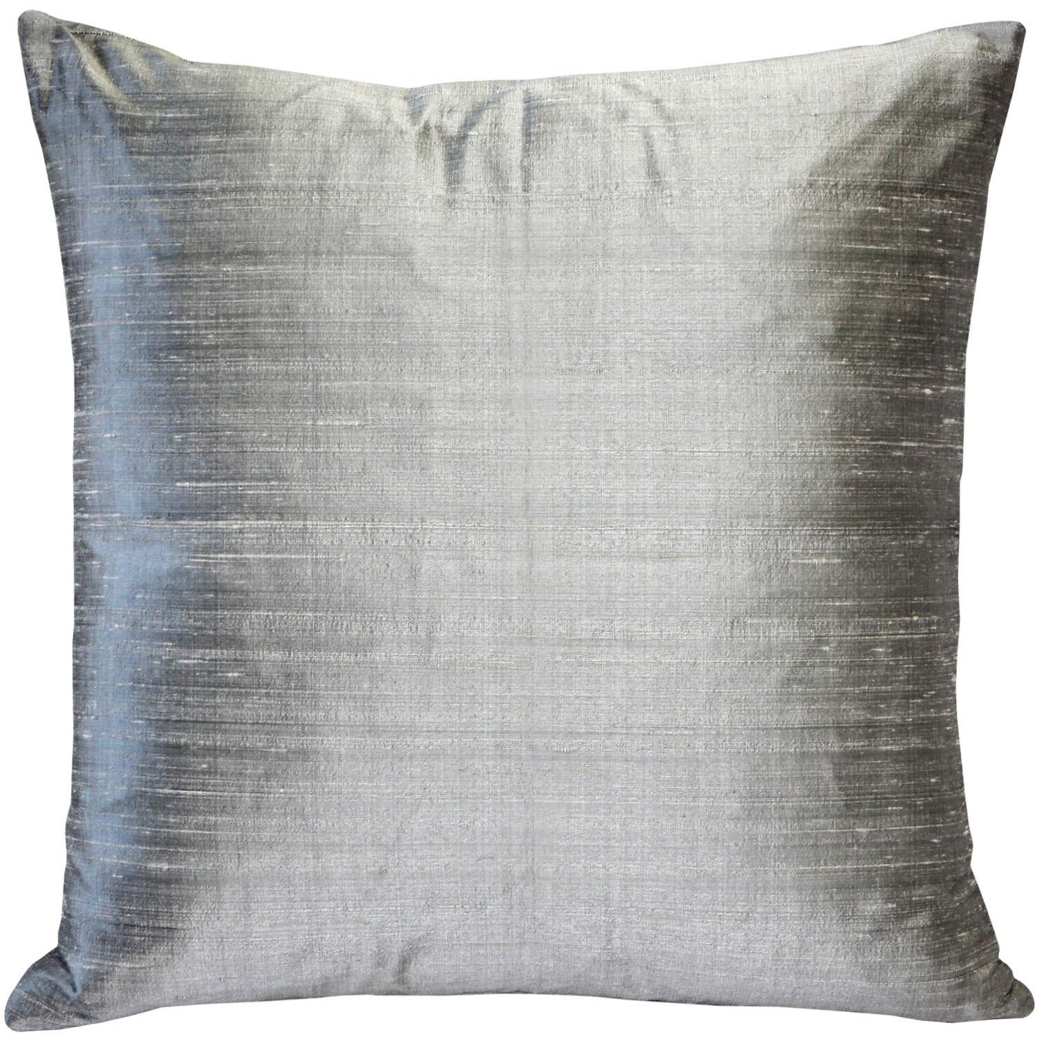 Pillow Decor - Sankara Silver Silk Throw Pillow 18x18 (FB1-0001-14-18)
