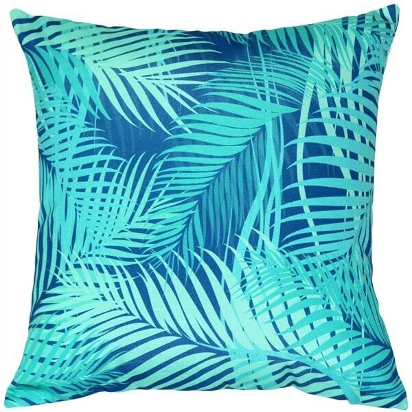Pillow Decor - Turquoise Palm Throw Pillow 20x20 (SK1-0012-01-20)
