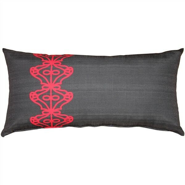 Pillow Decor - Charcoal Scroll Outdoor Throw Pillow 12x24 (PD2-0110-01-95)