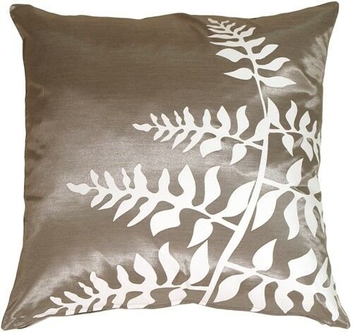 Pillow Decor - Gray with White Bold Fern Throw Pillow (KB1-0009-01-20)