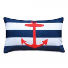 Red Anchor Nautical Throw Pillow 12X20 (PD2-0020-01-92)