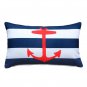 Red Anchor Nautical Throw Pillow 12X20 (PD2-0020-01-92)