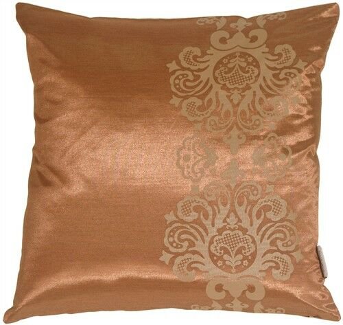 Pillow Decor - Copper with Copper Baroque Scroll Throw Pillow (KB1-0011-03-16)