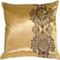 Pillow Decor - Gold with Brown Baroque Scroll Throw Pillow (KB1-0011-01-16)