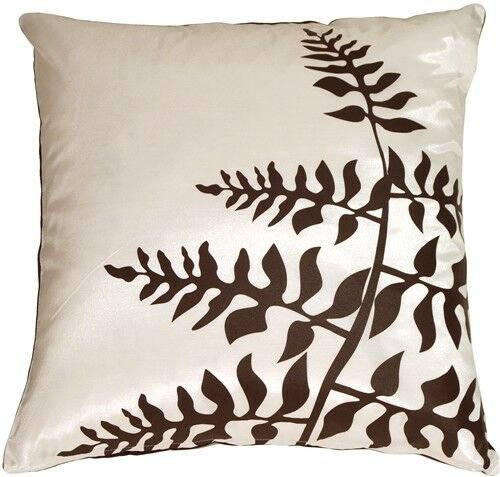 Pillow Decor - White with Brown Bold Fern Throw Pillow (KB1-0009-06-20)