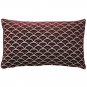 Seigaiha Scallop Textured Velvet Burgundy Throw Pillow 12x19, Complete with Pill