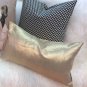Tuscany Linen Gold Metallic 12x19 Throw Pillow, Complete with Pillow Insert