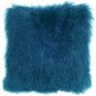 Mongolian Sheepskin Teal Throw Pillow, Complete with Pillow Insert