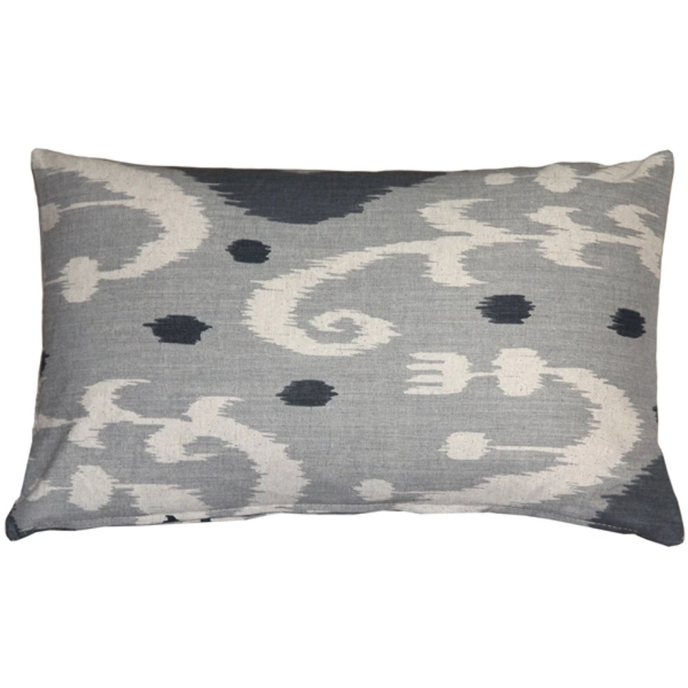 Indah Ikat Gray 12x20 Throw Pillow, Complete with Pillow Insert