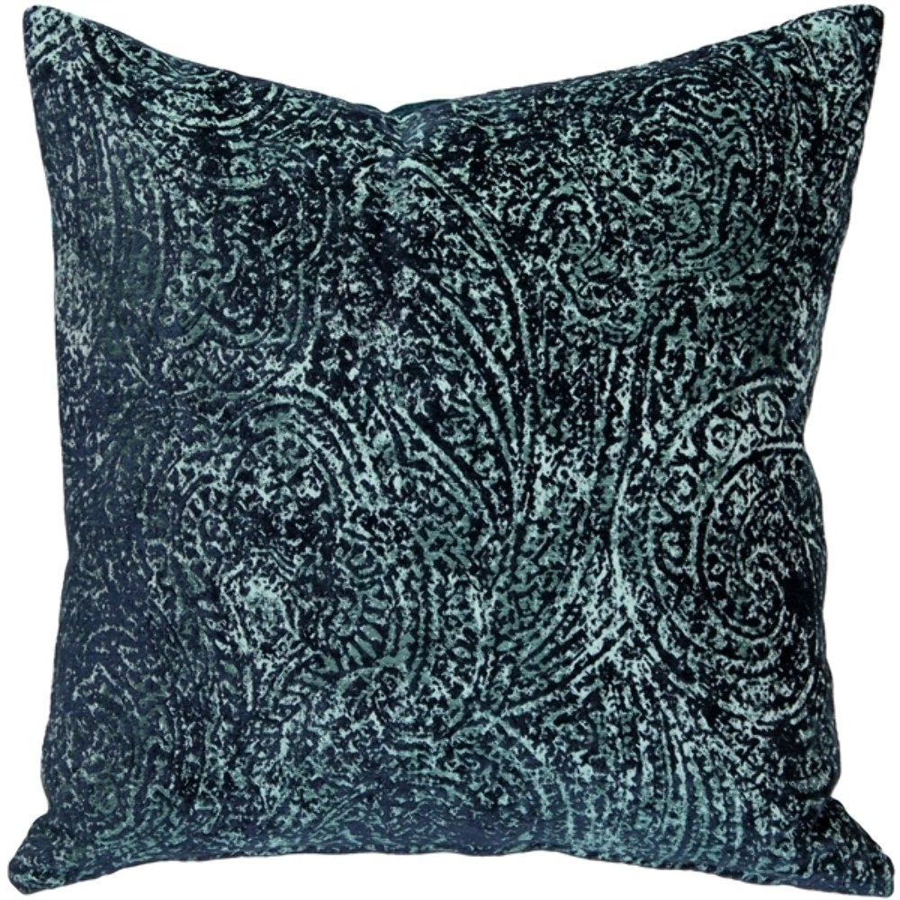 Visconti Teal Blue Chenille Throw Pillow 21x21, Complete with Pillow Insert