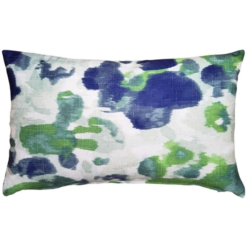 Brandy Bay Blue Floral Throw Pillow 12x19, Complete with Pillow Insert