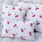 Cherry Rain Cotton Print Throw Pillow 20x20, Complete with Pillow Insert