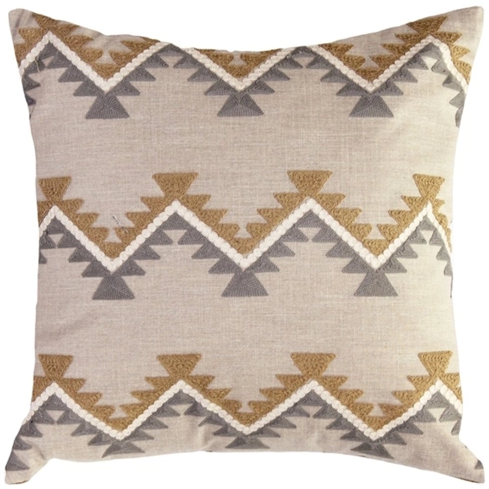 Tulum Ranch Embroidered Throw Pillow 20x20, Complete with Pillow Insert