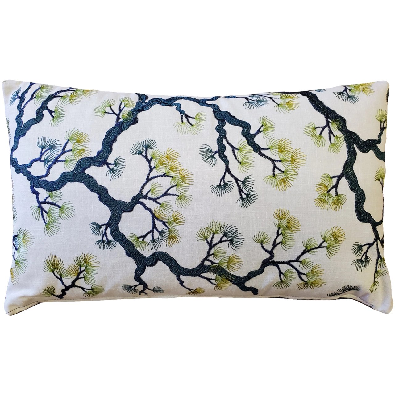 Bonsai Pine Teal Green Throw Pillow 12x19, Complete with Pillow Insert