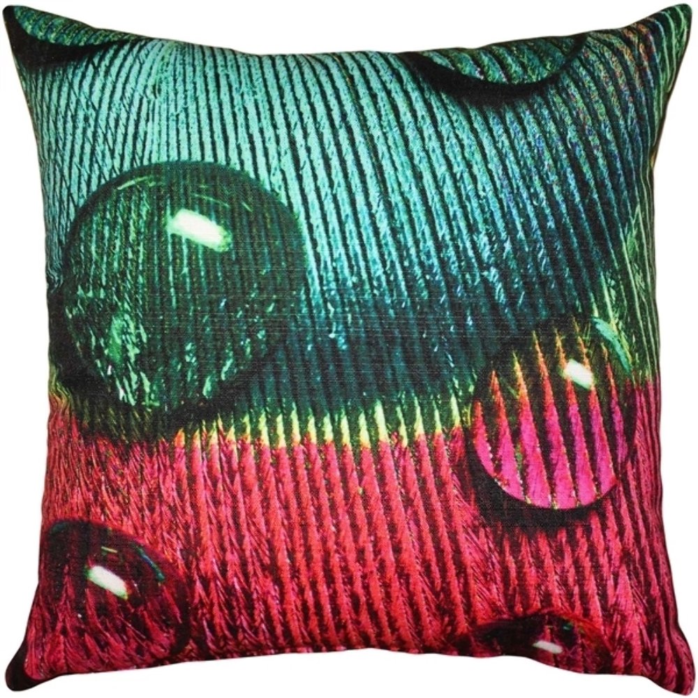 Peacock Splash GYR Throw Pillow 20x20, Complete with Pillow Insert