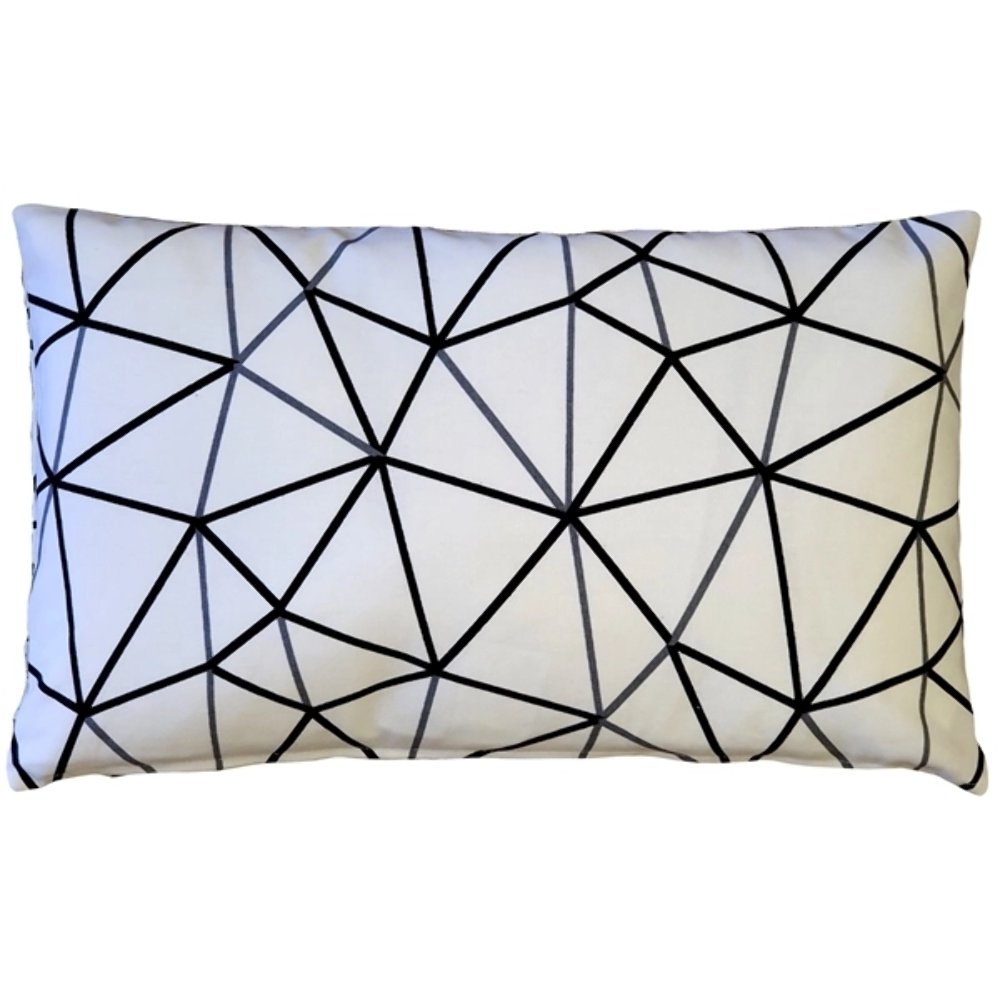 Crossed Lines Cotton Print Throw Pillow 12x20, Complete with Pillow Insert