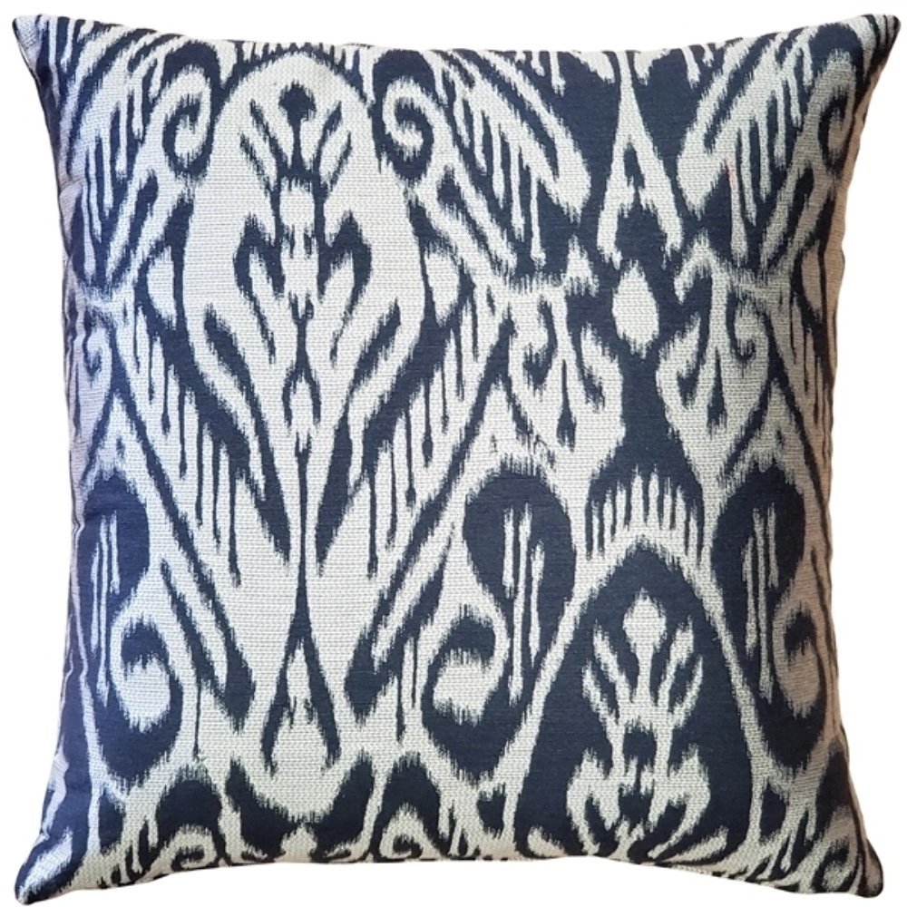 Mallorca Bluefin Ikat Throw Pillow 20x20, Complete with Pillow Insert