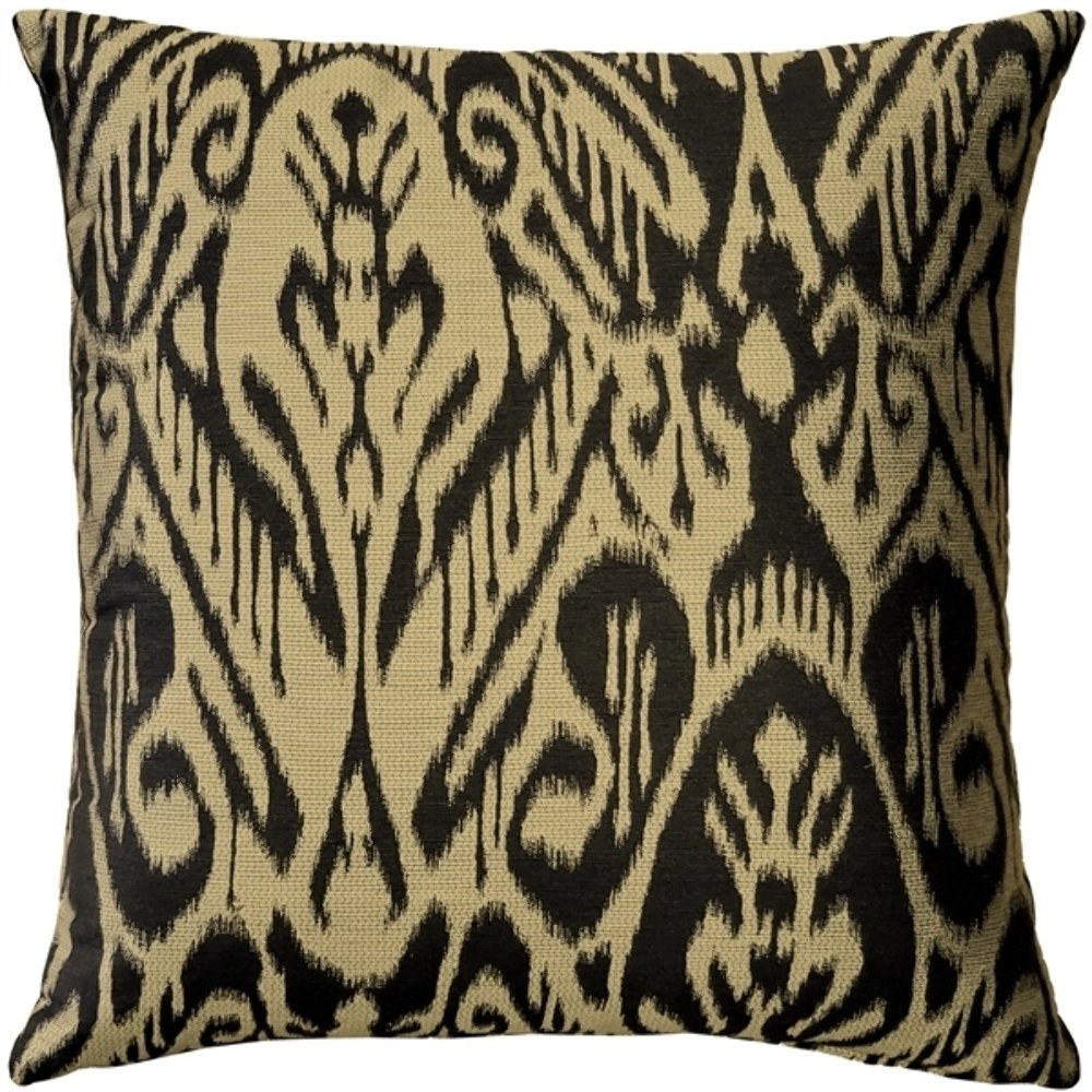 Mallorca Carbon Ikat Throw Pillow 20x20, Complete with Pillow Insert