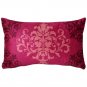 Velvet Damask Rose Throw Pillow 11x18, Complete with Pillow Insert