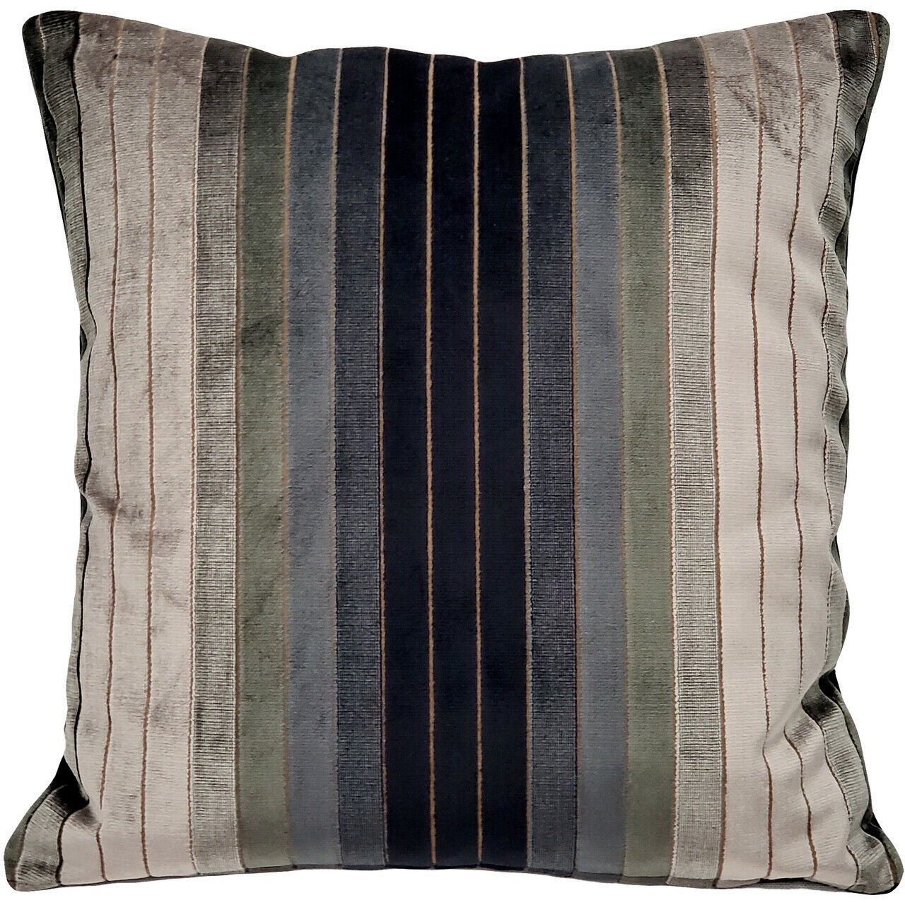 Carbon Stripes Textured Velvet Throw Pillow 20x20, Complete with Pillow Insert