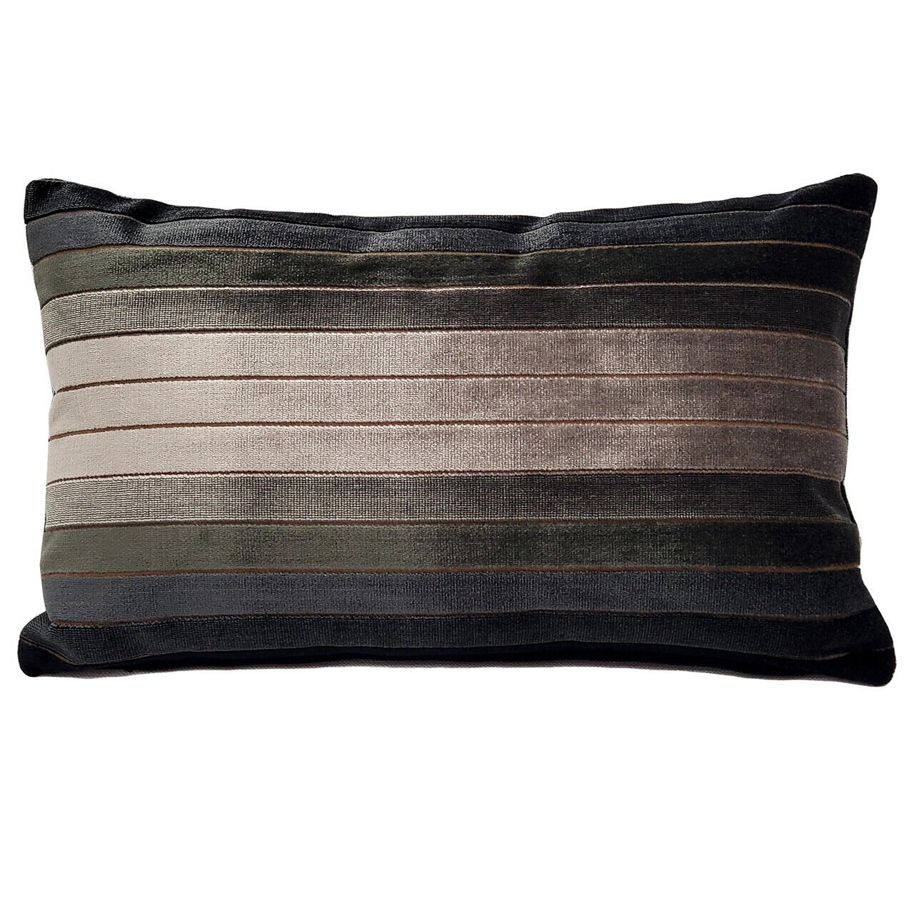 Carbon Stripes Textured Velvet Throw Pillow 12x19, Complete with Pillow Insert