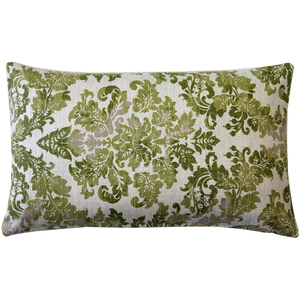 Calliope Green Damask Pattern Throw Pillow 12x20, Complete with Pillow Insert
