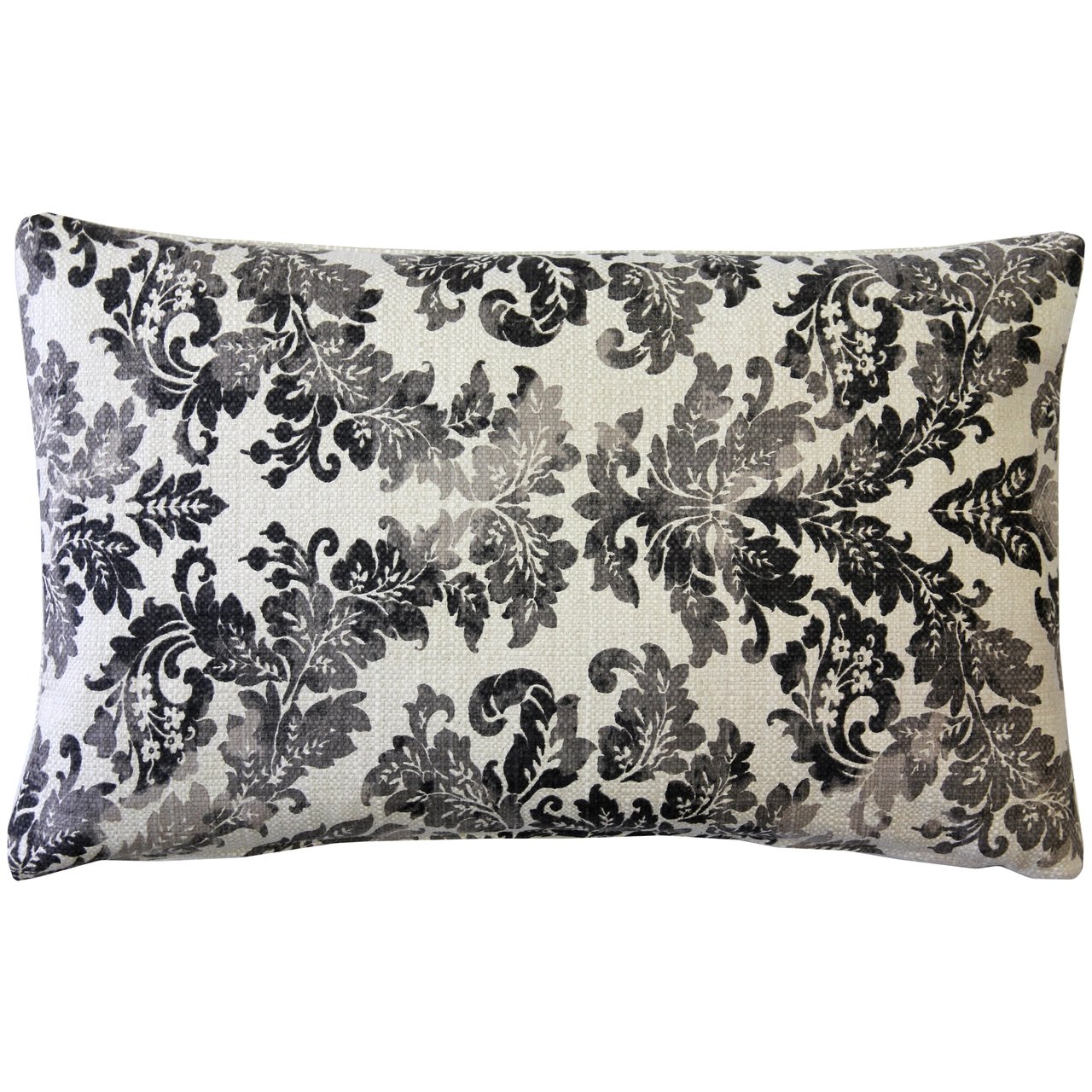 Calliope Gray Damask Pattern Throw Pillow 12x20, Complete with Pillow Insert