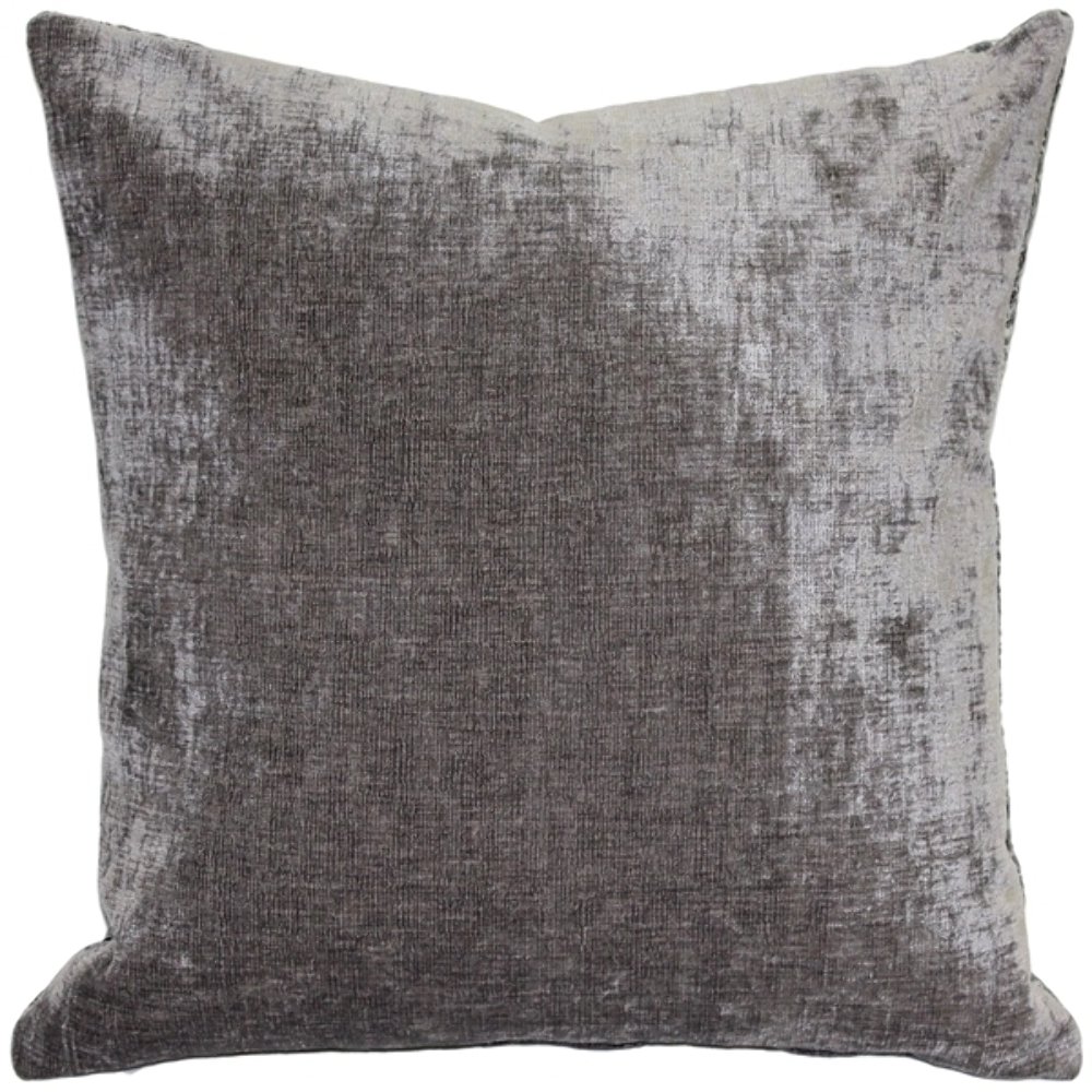 Venetian Velvet Cloud Gray Throw Pillow 17x17, Complete with Pillow Insert