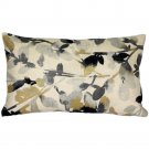 Linen Leaf Graphite Gray Throw Pillow 12x20, Complete with Pillow Insert