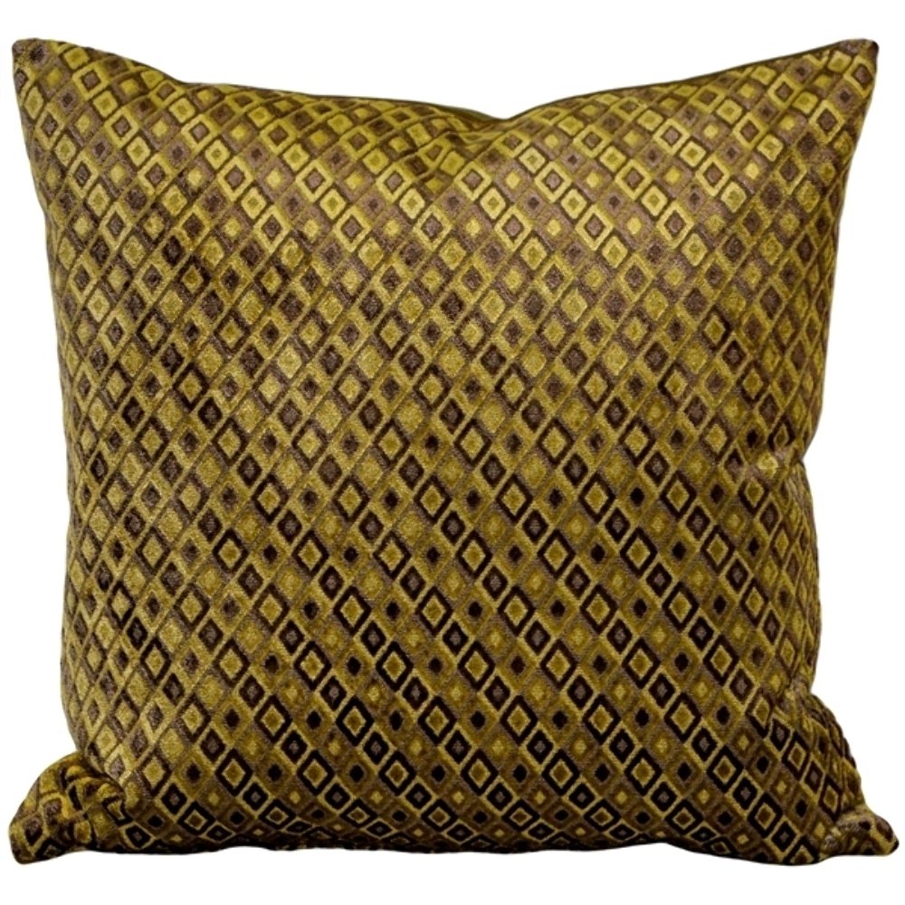 Jager Sage Diamond Textured Velvet Throw Pillow 20x20, Complete with Pillow Inse