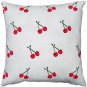 Cherry Rain Cotton Print Throw Pillow 17x17, Complete with Pillow Insert