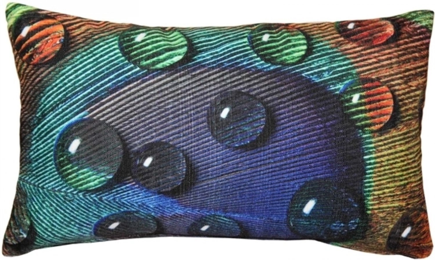 Peacock Splash BGY Throw Pillow 12x20, Complete with Pillow Insert