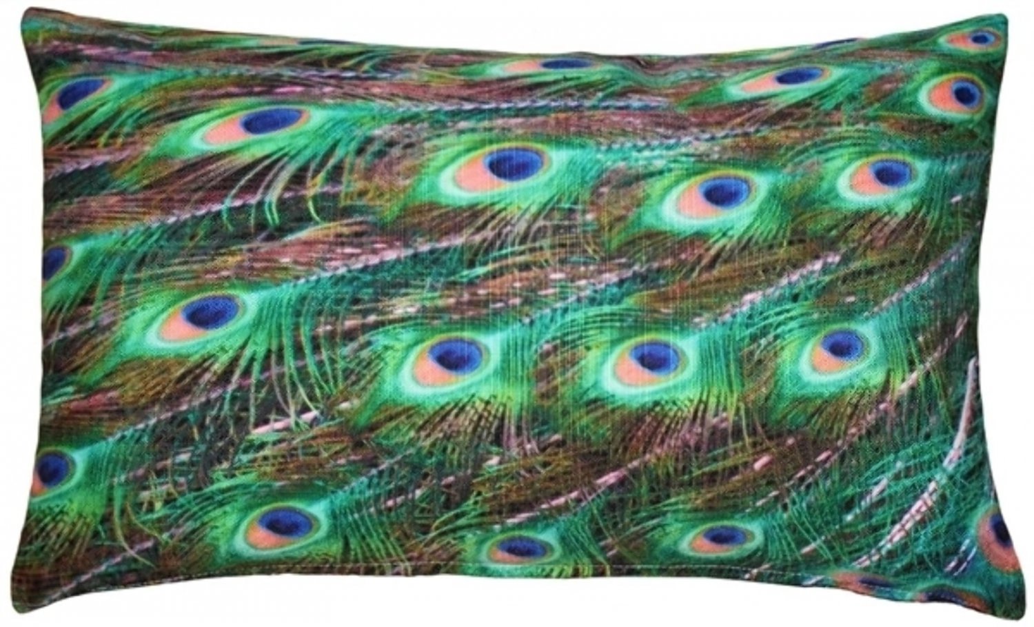Peacock Tail Throw Pillow 12x20, Complete with Pillow Insert