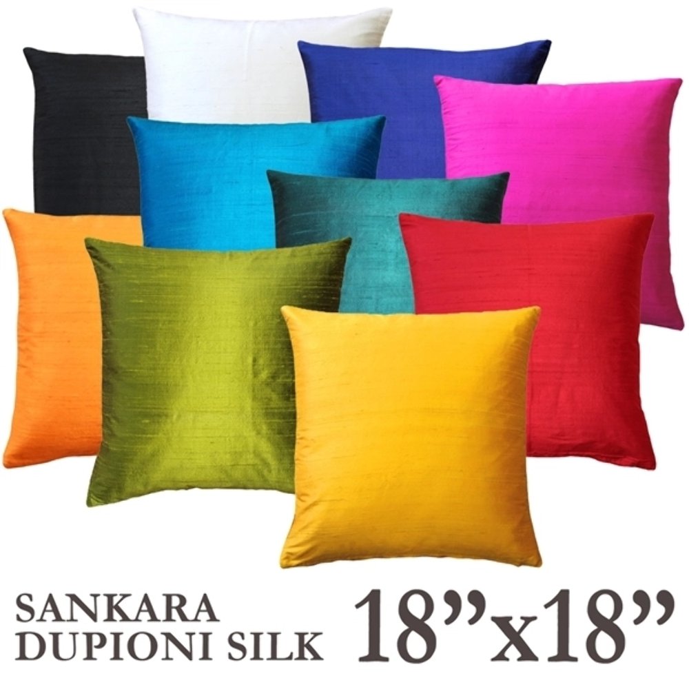 Sankara Silk Throw Pillows 18x18, Complete with Pillow Insert