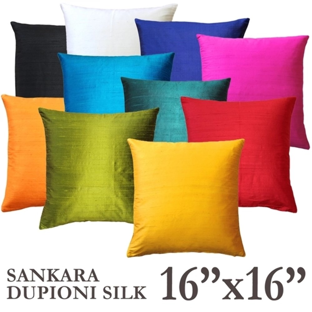 Sankara Silk Throw Pillows 16x16, Complete with Pillow Insert