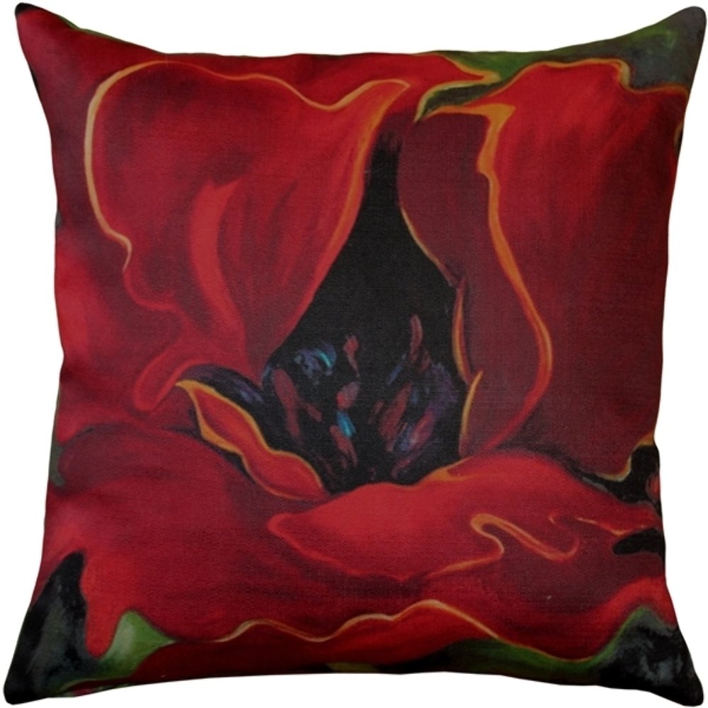 Red Poppy 20x20 Throw Pillow, Complete with Pillow Insert