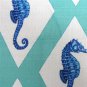Capri Turquoise Argyle Seahorse Throw Pillow 26x26, Complete with Pillow Insert