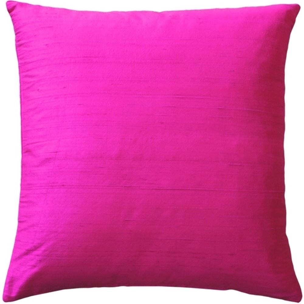 Sankara Fuchsia Pink Silk Throw Pillow 18x18, Complete with Pillow Insert
