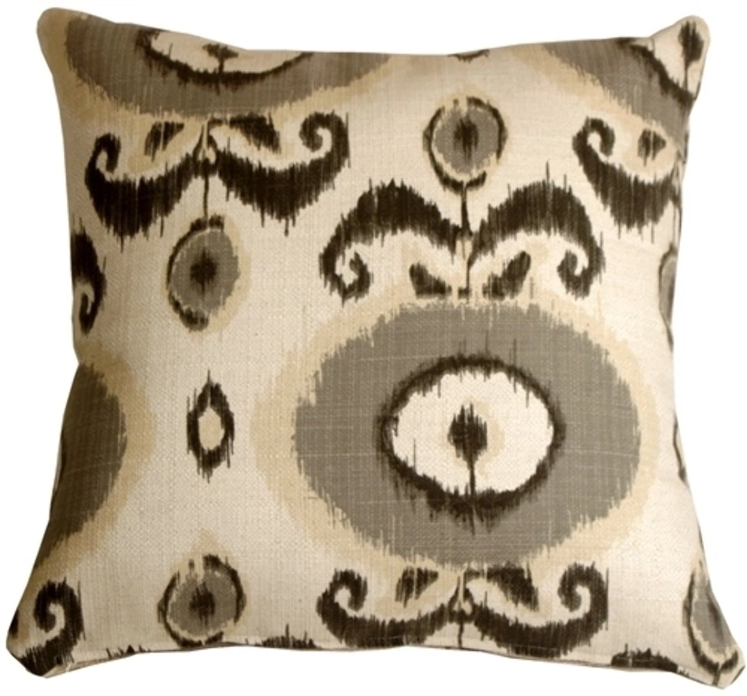 Bold Gray Ikat 20x20 Decorative Pillow, Complete with Pillow Insert