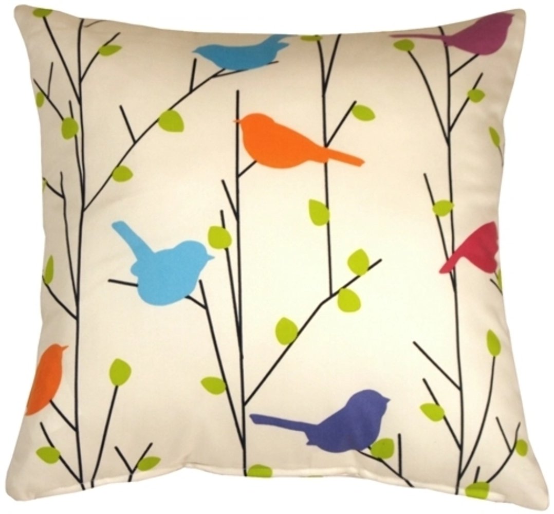 Spring Birds 17x17 Decorative Pillow, Complete with Pillow Insert