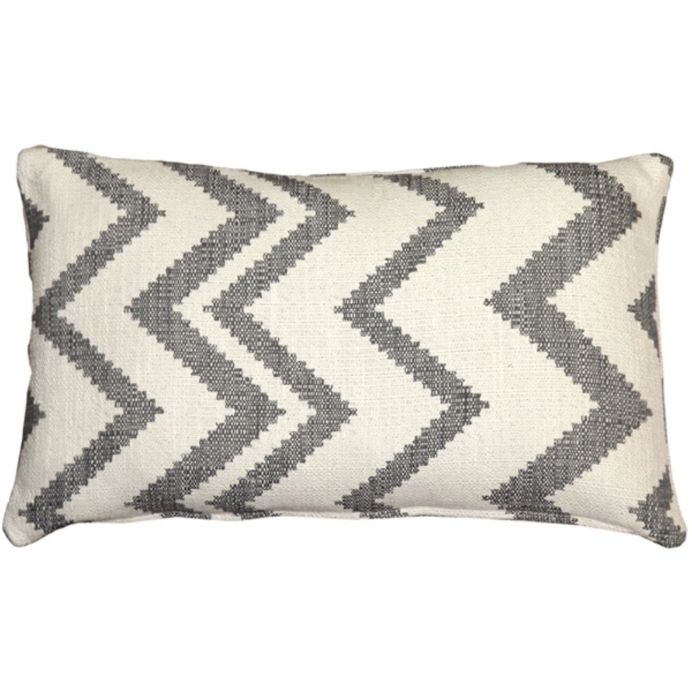 Lorenzo Zigzag Gray 12x20 Throw Pillow, Complete with Pillow Insert