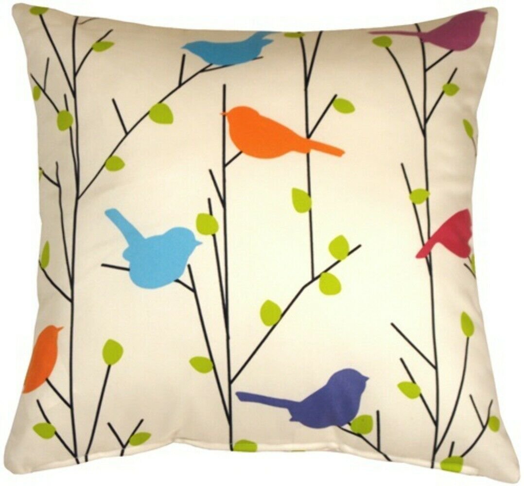 Spring Birds 15x15 Decorative Pillow, Complete with Pillow Insert