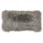 Mongolian Sheepskin Gray Rectangular Pillow, Complete with Pillow Insert