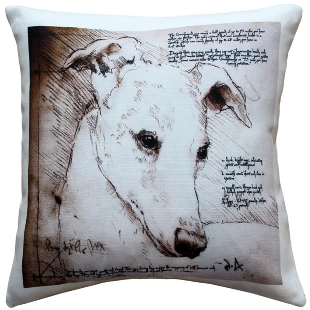 Greyhound 17x17 Dog Pillow, Complete with Pillow Insert